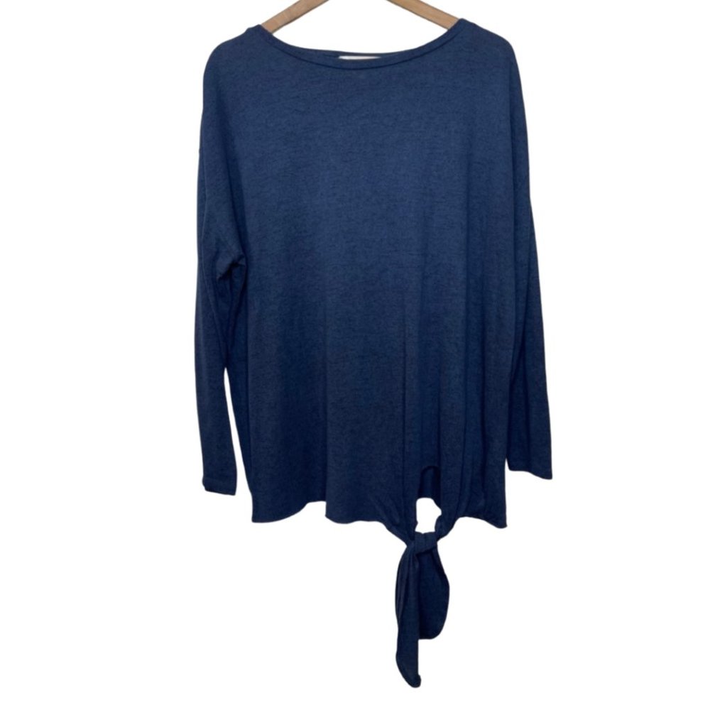 CASLON | Long Sleeve Front Tie Sweater Top Blue | Size S